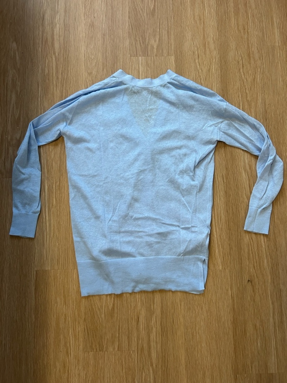LOFT Light Blue V-Neck Button Front Cardigan - Picture 2 of 3
